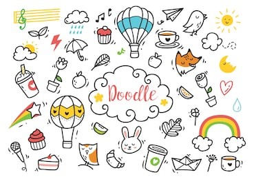 set of cute hand drawn doodle
