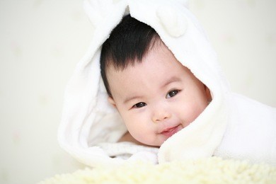 close up of cute asia baby