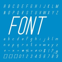 thin italic font family and alphabet vector font design