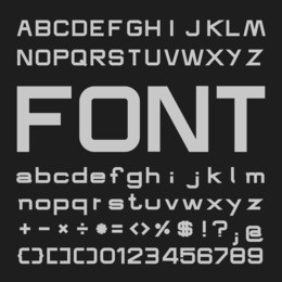 bold alphabet vector font, type letters and numbers