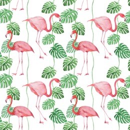 seamless watercolor pattern with flamingo  small