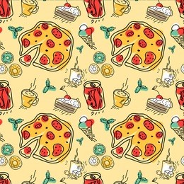 vector seamless background. delicious beautiful background, cartoon style. it is used in the design for registration cards, pages, wall, wallpaper, textiles ...