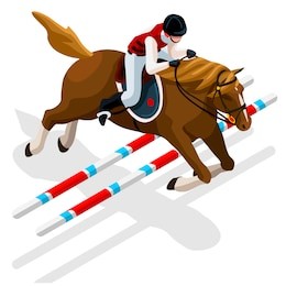 isometric equestrian jumping athletes sportswoman games. 3d isometric athlete. sporting people set competition sport infographic equestrian jumping isolated horse events sport vector illustration 3d