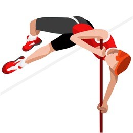 athletics pole vault sportsman games icon set. 3d isometric athlete. sport championship people athletics competition. sport events infographic pole vault athletics high jump vector illustration.