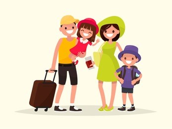 happy family is going on the summer vacation. vector illustration of a flat design