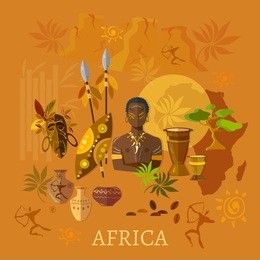 africa concept african traditions and culture tribes of africa vector illustration