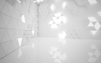 the structure of the white  triangle prism. architectural background of the future. 3d illustration. 3d rendering 
