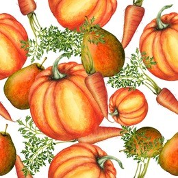 seamless pattern of  watercolor food