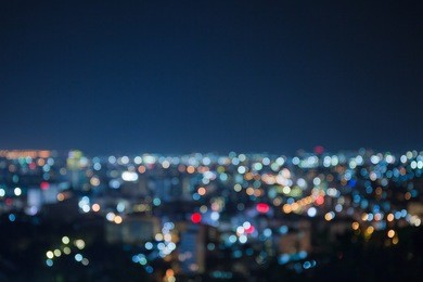 blurred focus of big city in night time