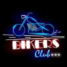 easy to edit vector illustration of neon light signboard for bikers club