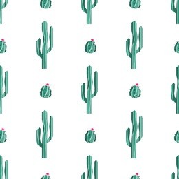 cactus seamless pattern. succulent cacti vector background. scandinavian minimalistic texture
