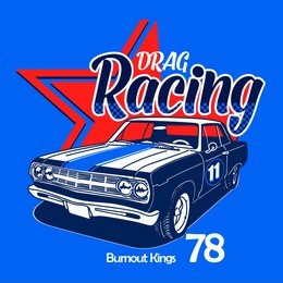 drag racing old car for vector printing.vintage race car for printing.vintage t-shirt graphics.
