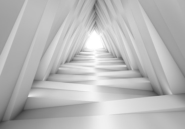 abstract tunnel in the gray notes. the light at the end of the tunnel. 3d illustration