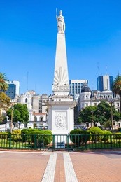 the piramide de mayo (may pyramid) at the hub of the plaza de mayo, is the oldest national monument in buenos aires, argentina