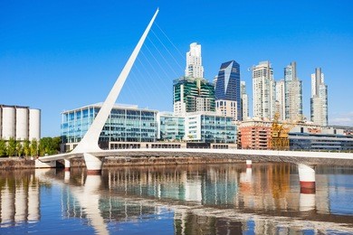 puente de la mujer (womens bridge), is a rotating footbridge for dock 3 of the puerto madero district of buenos aires, argentina