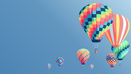 hot air balloons fly on the blue sky background