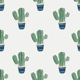cute cacti, flowerpots,cactus/hand drawn vector seamless pattern/can be used for kid's or baby's shirt design/fashion print design/fashion graphic/t-shirt/kids wear