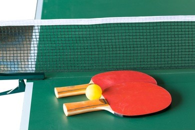 
ping pong paddles and ball