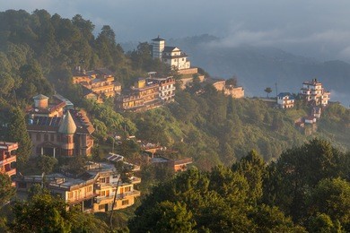 warm sunset at nagarkot village. nepal.