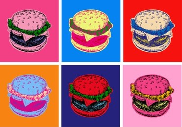 set burger illustration pop art style