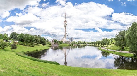 panoramic view of the olympiapark, munich. june 2016