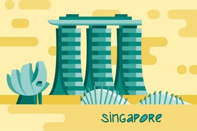 singapore skyline architecture. flat design