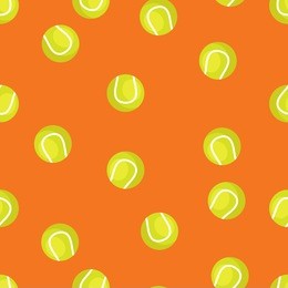 seamless pattern of tennis balls on an orange background
