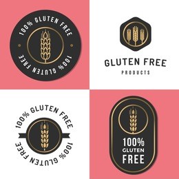 set of logo, badges, banners, emblem for gluten free product. package design. minimal style. vector illustration.