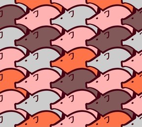 seamless pattern with a colorful funny pigs in vector