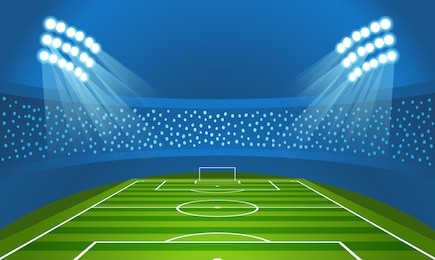 light stadium mast vector illustration. stadium with green football field