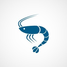 shrimp blue flat icon on white background
