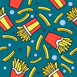 french fries. seamless pattern. endless texture can be used for wallpaper, pattern fills, web page background,textures.for printing on fabric, paper, scrapbooking