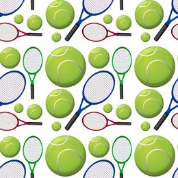 seamless background with tennis rackets and balls illustration
