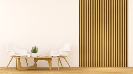 coffee shop or living room clean design - 3d rendering