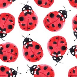 ladybird seamless pattern. bug silhouette watercolor sketch. insects art illustration. vintage graphic for fashion fabric, postcard, greeting card, book. ink, pencil, watercolor drawing.