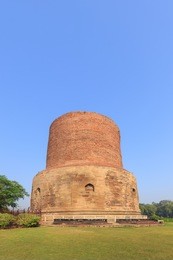 dhamekh stupa at sarnath, varanasi, india.