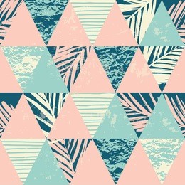 trendy seamless exotic pattern with hand texture and geometric elements. vector illustration