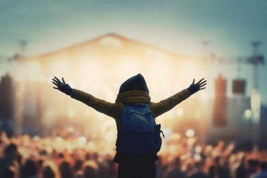 girl enjoying the music festival / concert.