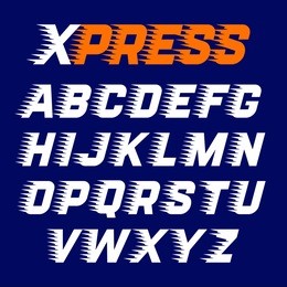 express style alphabet with fast speed lines