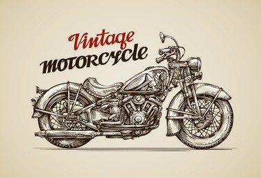 vintage motorcycle. hand drawn motorbike. vector illustration