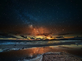 starry sky over alghero at night, sardinia