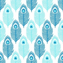 peacock feather seamless pattern. vector illustration. cloth design, wallpaper, wrapping.