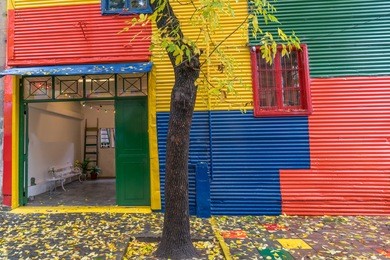 caminito street in la boca, colourful art street in buenos aires - argentina 