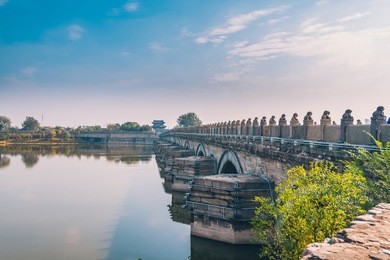 gorgeous day at the historical marco polo bridge in beijing