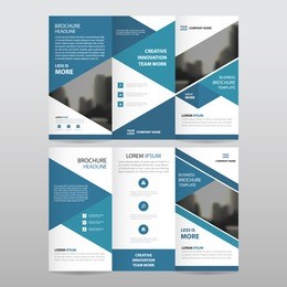 blue triangle business trifold leaflet brochure flyer report template vector minimal flat design set, abstract three fold roll up presentation layout templates a4 size