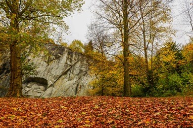 lion of monument in lucerne, switzerland