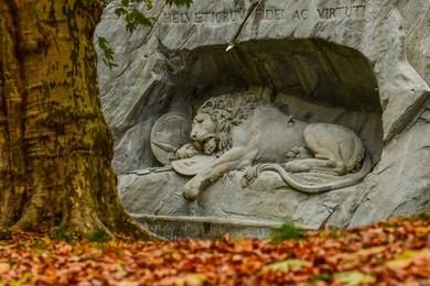lion of monument in lucerne, switzerland