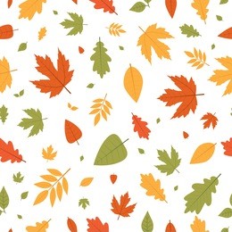 autumn. fall. leaves. cute  vector seamless pattern. all elements are  hidden under mask. pattern are not cropped and can be edited.