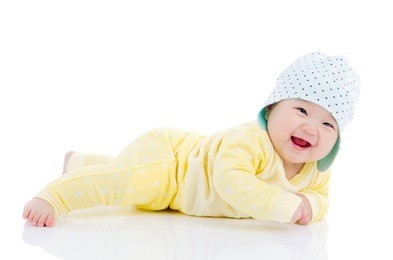 indoor portrait of a cheerful asian baby