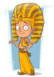 a vector illustration of cartoon little pharaoh boy from egypt